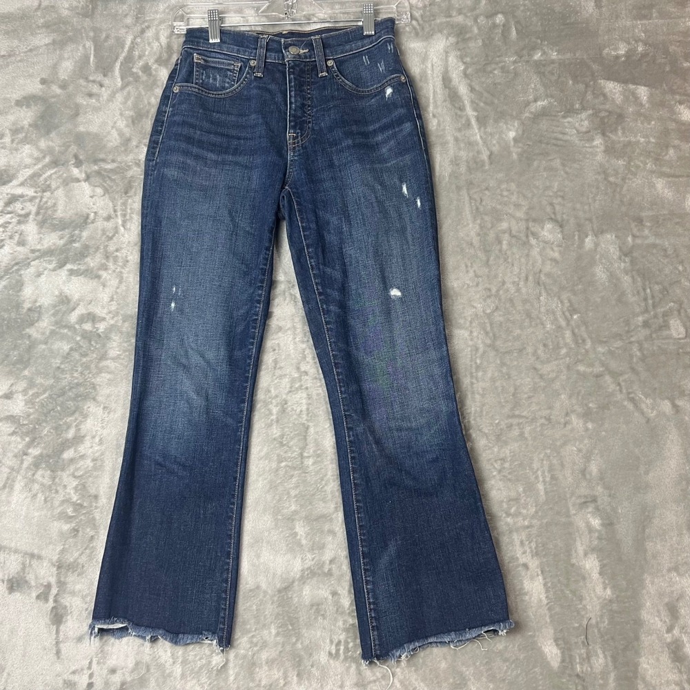 Lucky Brand Bridgette High Rise Crop Mini Boot Jeans Medium Wash Frayed Hem 0 25
